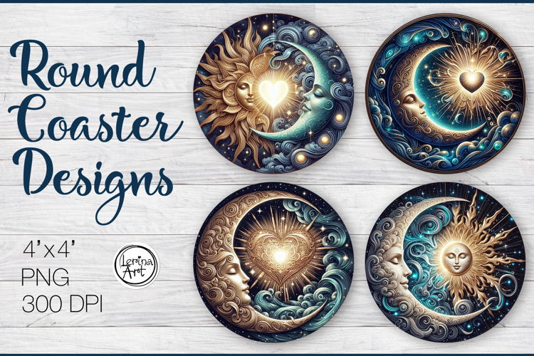 Day and Night Coaster Sublimation, 4 PNG