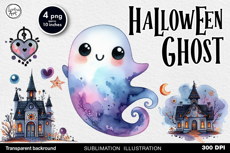 Cute Halloween Ghost. Sublimation design PNG