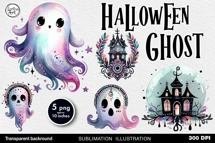 Cute Halloween Ghost. Sublimation design PNG