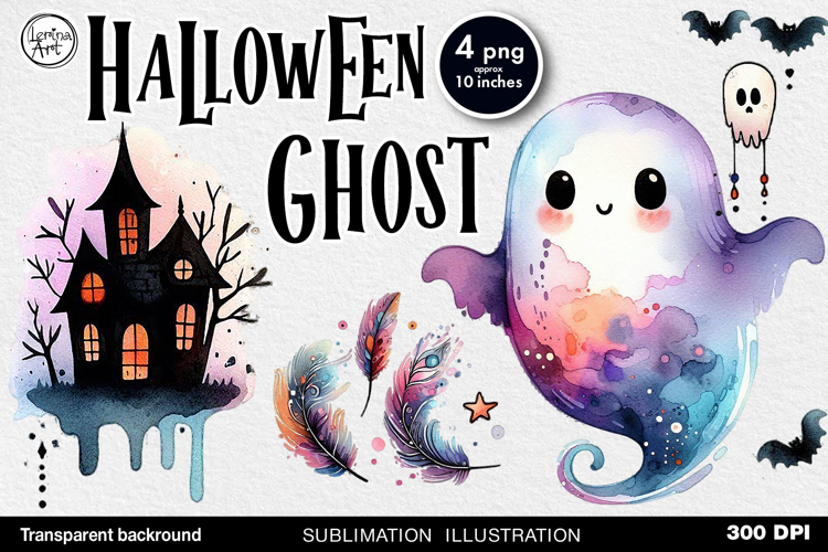 Cute Halloween Ghost. Sublimation design PNG