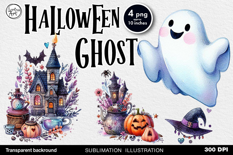 Cute Halloween Ghost. Sublimation design PNG