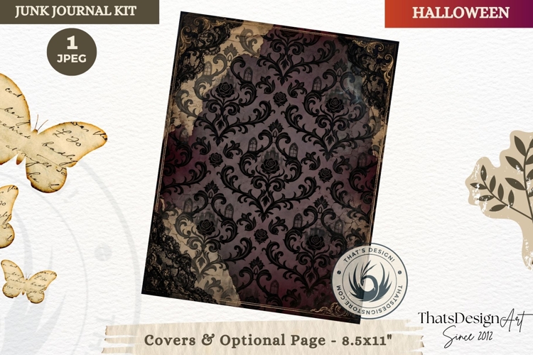 Gothic Haunted House Halloween Junk Journal cover pages example image 1