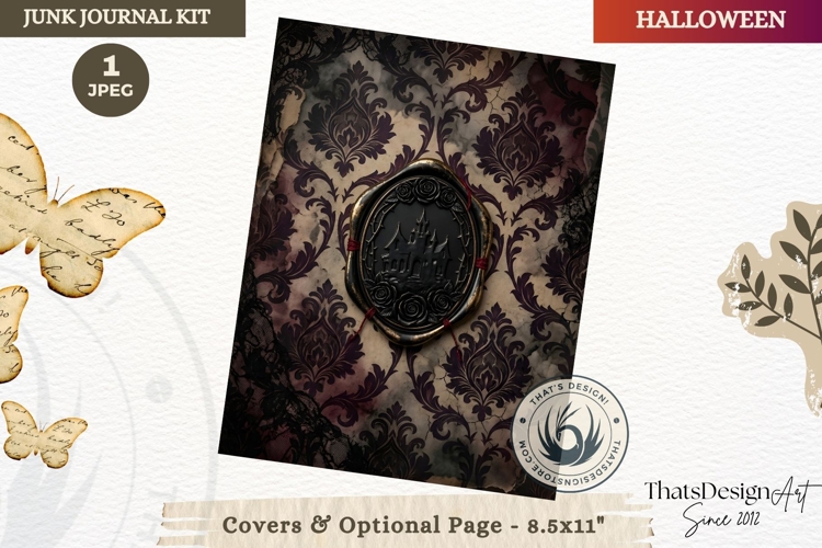 Gothic Haunted House Halloween Junk Journal cover pages example image 1