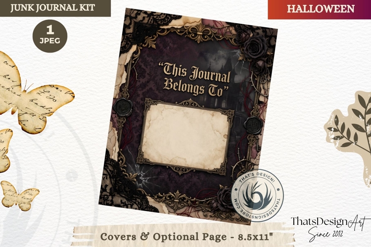 Gothic Haunted House Halloween Junk Journal cover pages example image 1