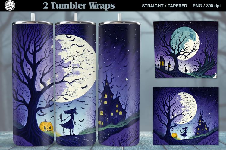 2 Halloween Tumbler Wrap Sublimations, 20 oz