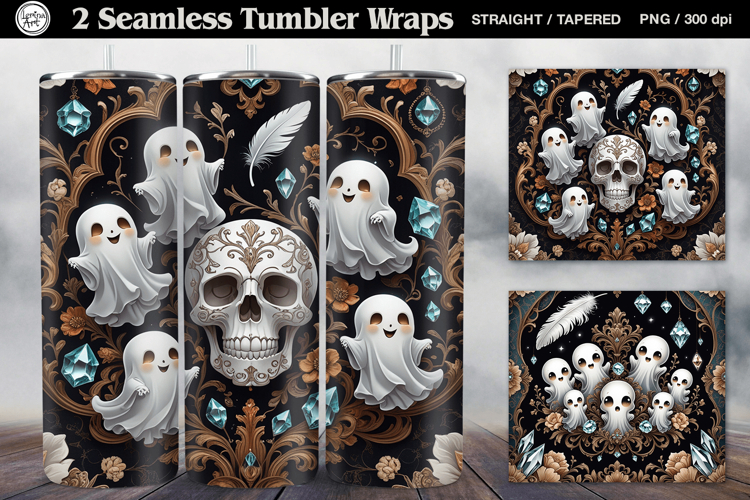 2 Halloween Tumbler Wrap Sublimations, 20 oz