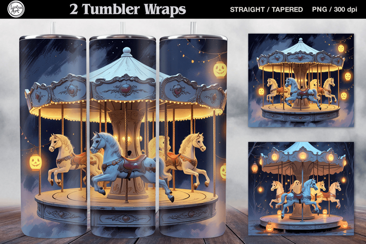 2 Halloween Tumbler Wrap Sublimations, 20 oz