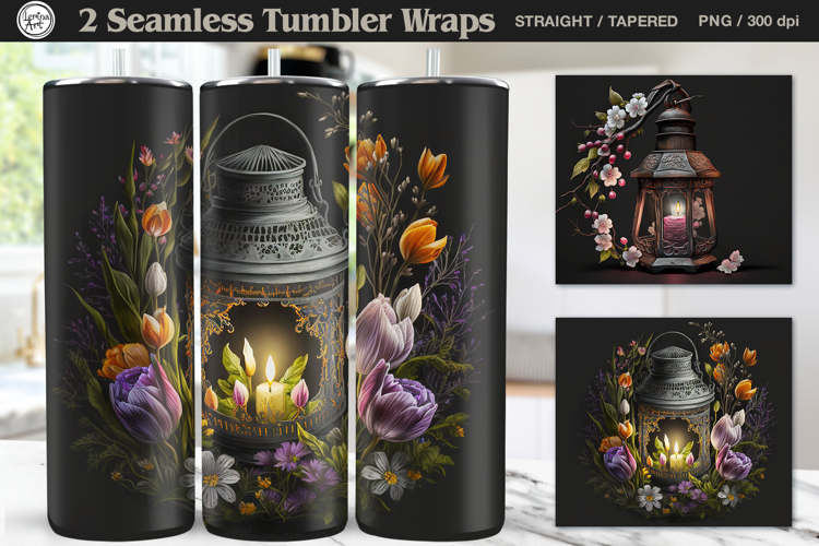 2 Summer Lantern Tumbler Wrap Sublimation, 20 oz