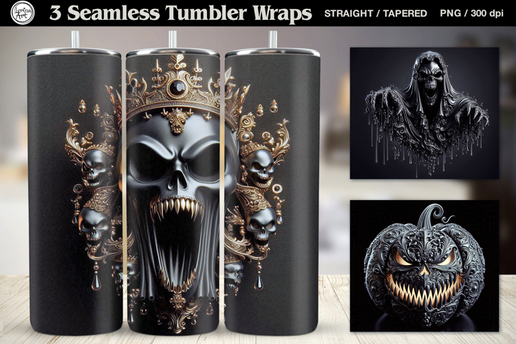 3 Scary Tumbler Wrap Sublimations, 20 oz