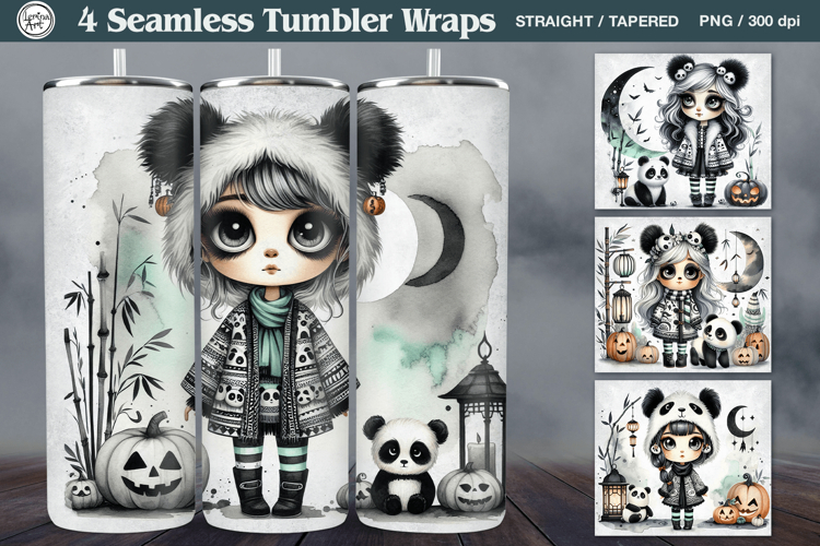 4 Cute Halloween Tumbler Wrap Sublimations, 20 oz