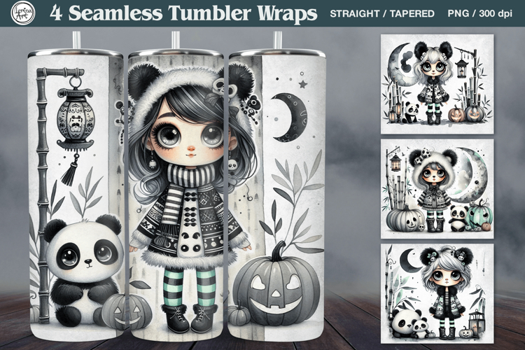 4 Cute Halloween Tumbler Wrap Sublimations, 20 oz