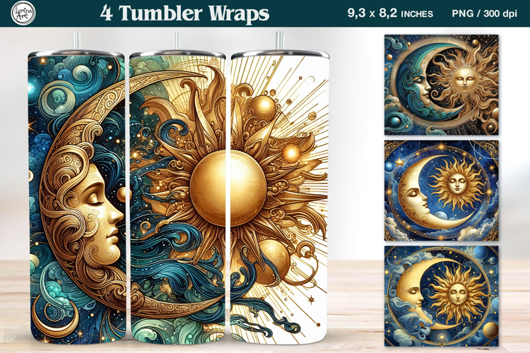 4 Celestial Tumbler Wrap. Day and Night 20 oz PNG