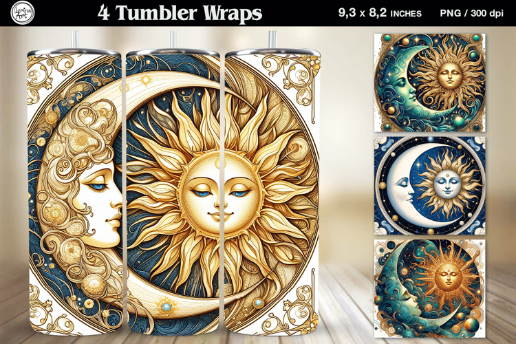 4 Celestial Tumbler Wrap. Day and Night 20 oz PNG