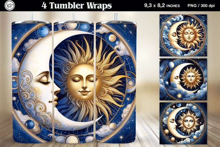 4 Celestial Tumbler Wrap. Day and Night 20 oz PNG