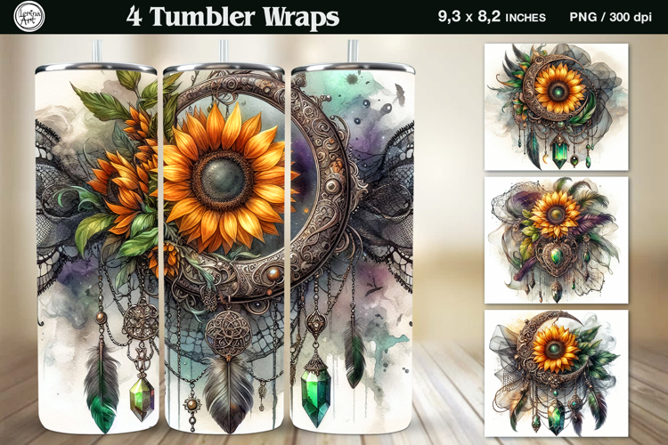 Gothic Sunflower Tumbler Wrap Sublimation, 20 oz