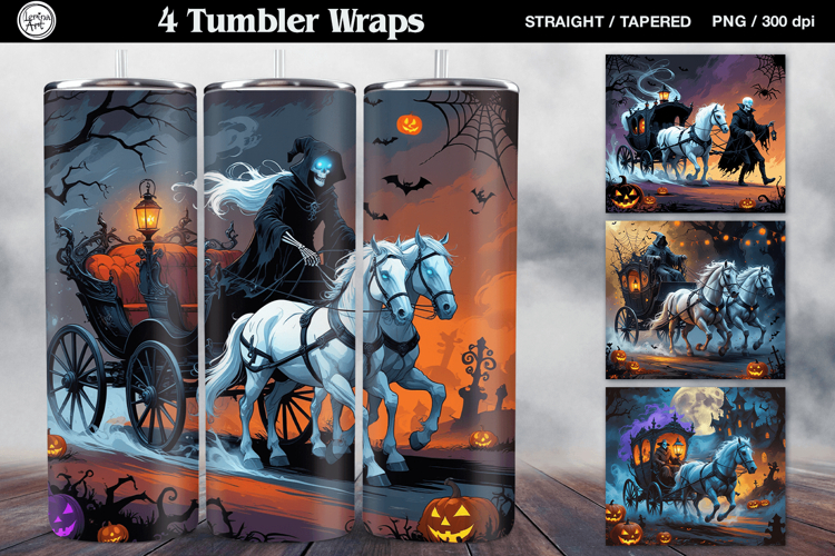 4 Halloween Tumbler Wrap Sublimations, 20 oz