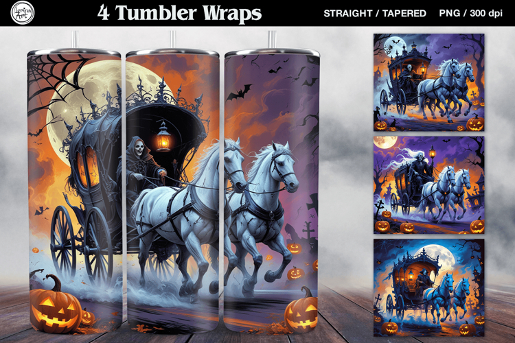 4 Halloween Tumbler Wrap Sublimations, 20 oz