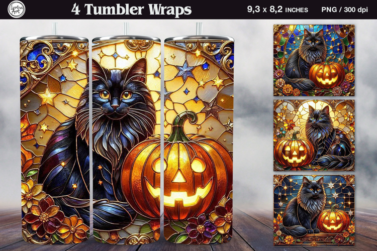 Black Cat Tumbler Sublimation, 20 oz Tumbler Wrap