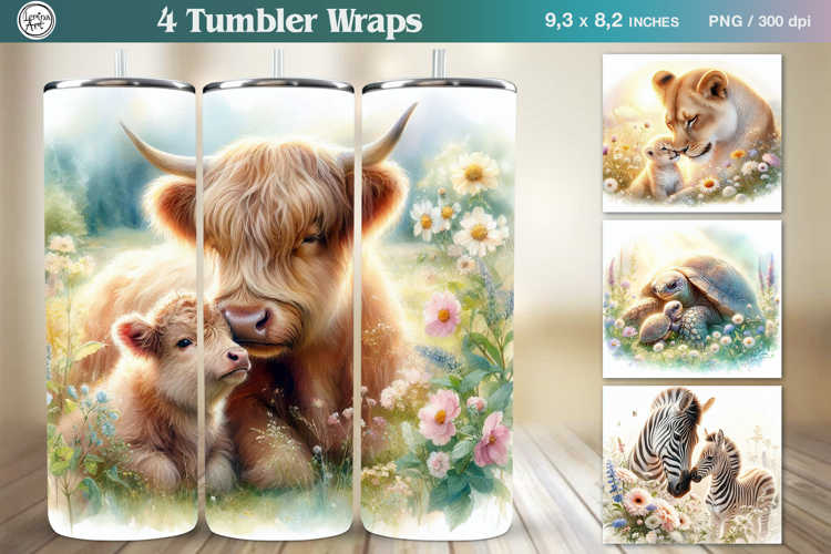 4 Mother and Baby Tumbler Sublimation, 20 oz Tumler Wrap