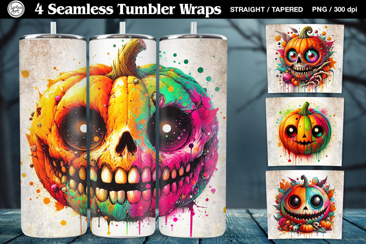 4 Scary Tumbler Wrap Sublimations, 20 oz