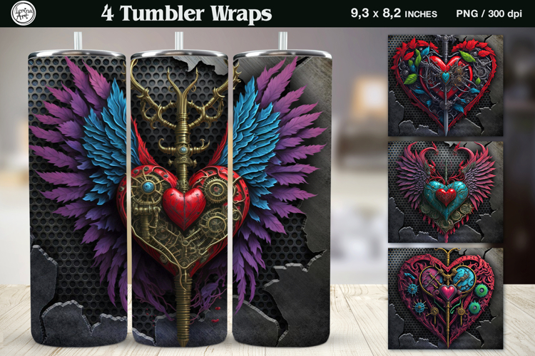 4 Steampunk Tumbler Sublimation, 20 oz Tumbler Wrap