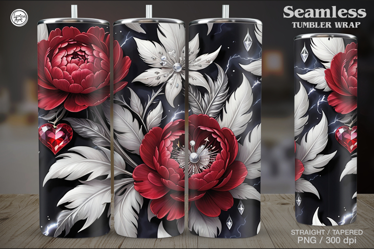 Peony Tumbler Wrap Sublimation, 20 oz