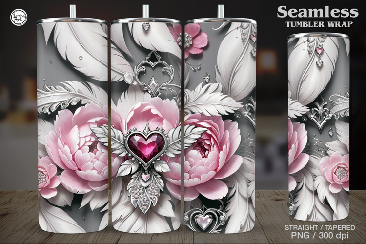 Peony Tumbler Wrap Sublimation, 20 oz