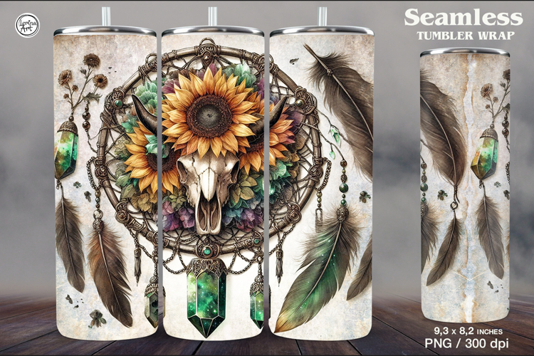 Skull and SunflowerTumbler Sublimation, 20 oz