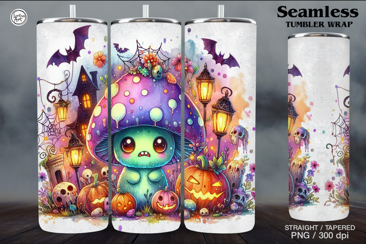 Halloween Mushroom Tumbler Wrap Sublimations, 20 oz