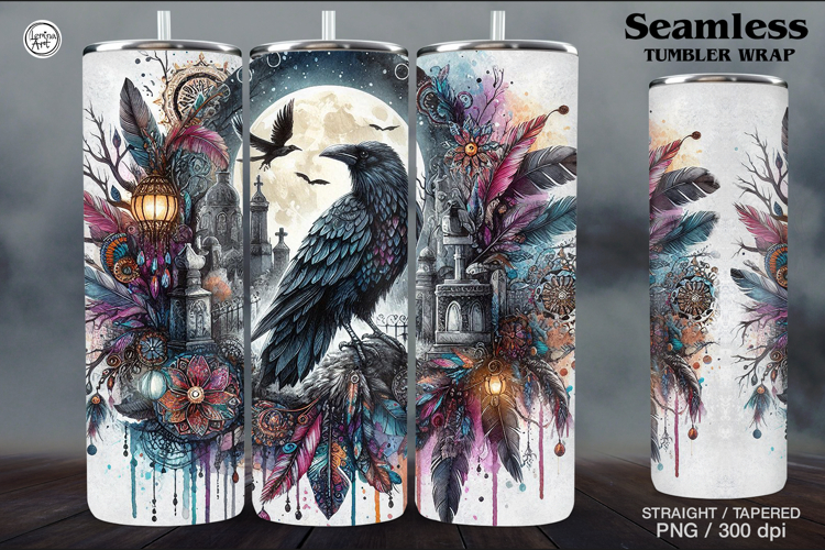 Raven Tumbler Sublimation, 20 oz Tumbler Wrap