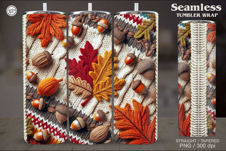Knitted Fall Seamless Tumbler Wrap 20 oz