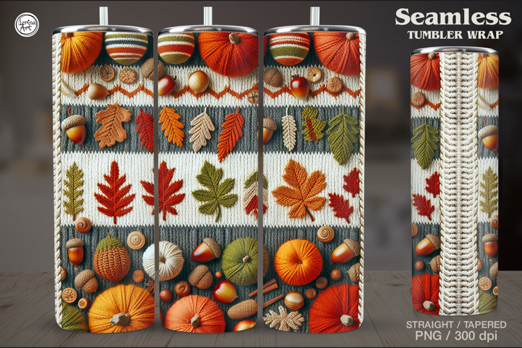 Knitted Fall Seamless Tumbler Wrap 20 oz