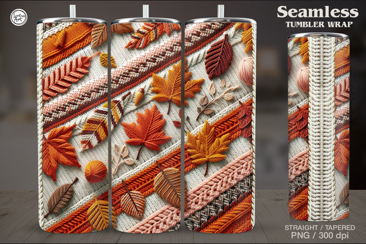 Knitted Fall Seamless Tumbler Wrap 20 oz