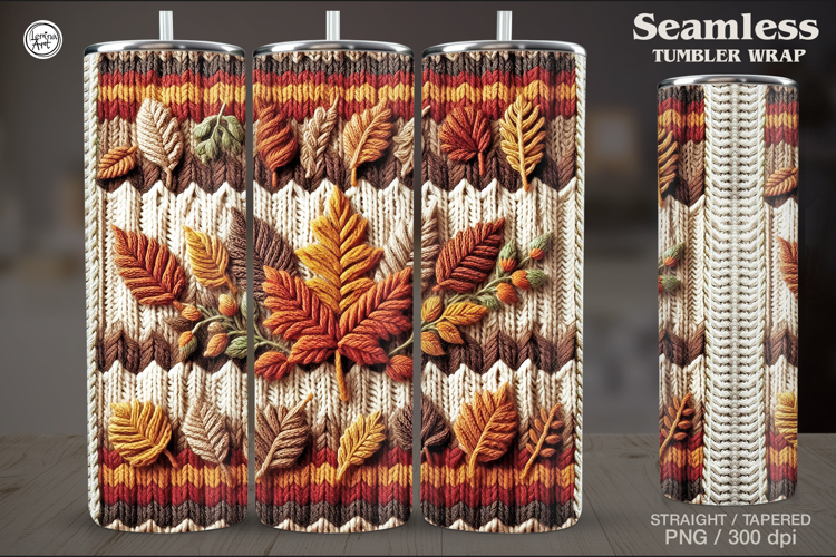 Knitted Fall Seamless Tumbler Wrap 20 oz