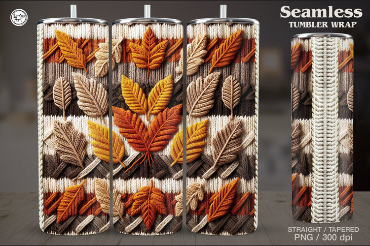 Knitted Fall Seamless Tumbler Wrap 20 oz