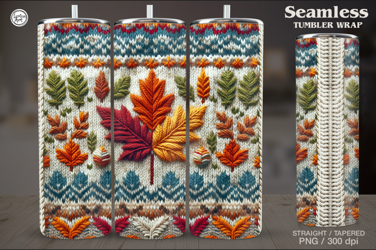 Knitted Fall Seamless Tumbler Wrap 20 oz