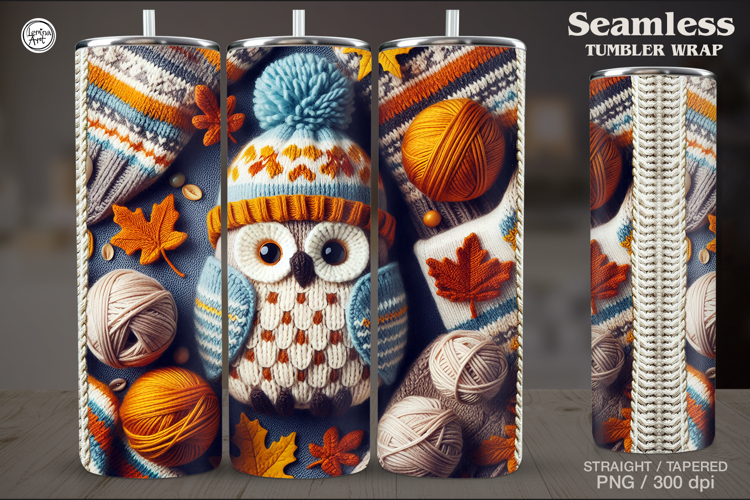 Knitted Fall Seamless Tumbler Wrap 20 oz