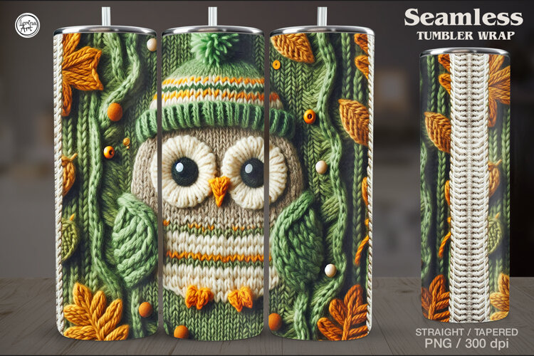 Knitted Fall Seamless Tumbler Wrap 20 oz