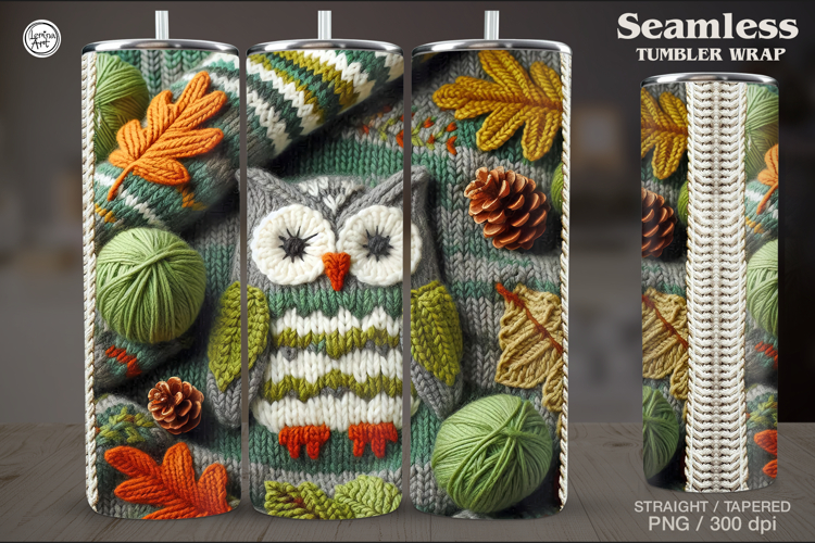 Knitted Fall Seamless Tumbler Wrap 20 oz