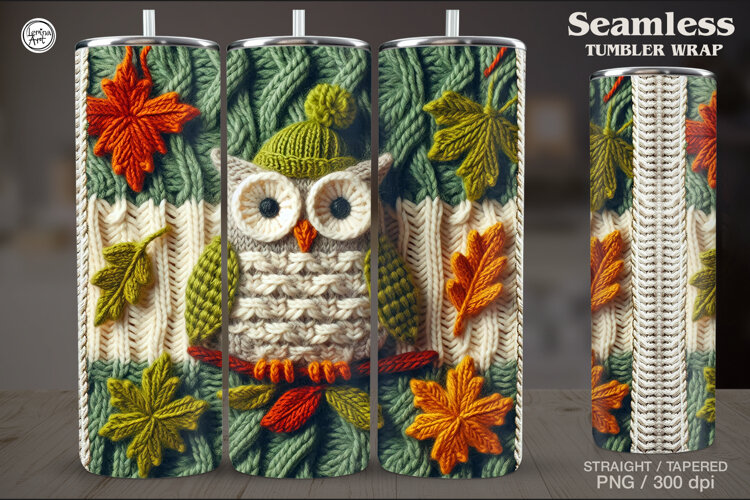 Knitted Fall Seamless Tumbler Wrap 20 oz