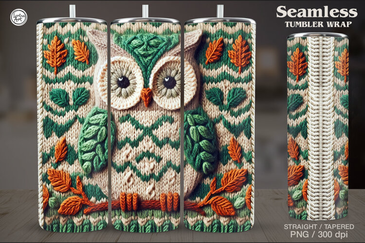 Knitted Fall Seamless Tumbler Wrap 20 oz