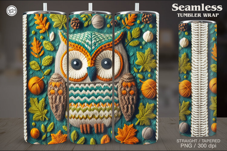 Knitted Fall Seamless Tumbler Wrap 20 oz