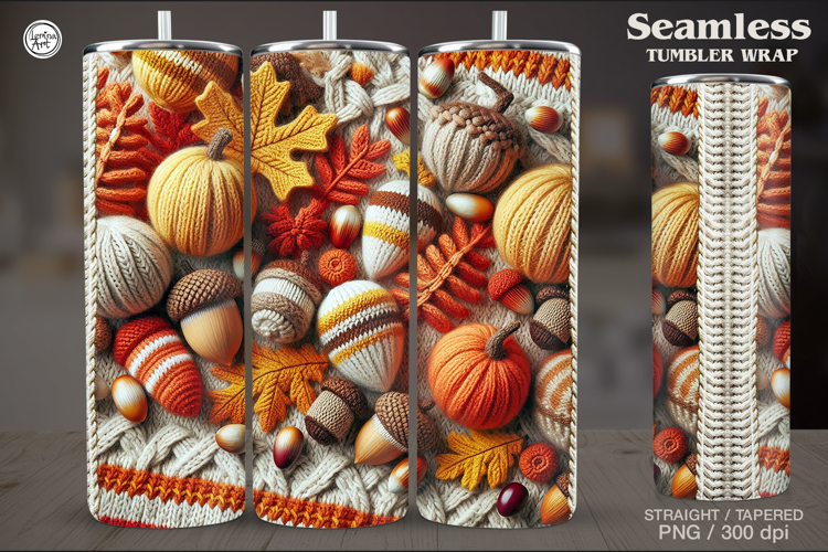 Knitted Fall Seamless Tumbler Wrap 20 oz