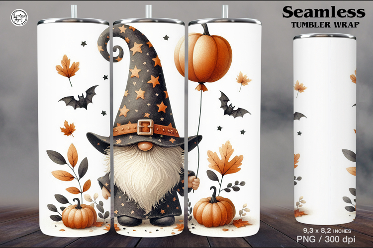 Halloween / Gnome / Tumbler Sublimation / 20 oz Tumbler Wrap