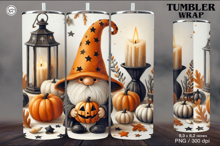 Halloween / Gnome / Tumbler Sublimation / 20 oz Tumbler Wrap