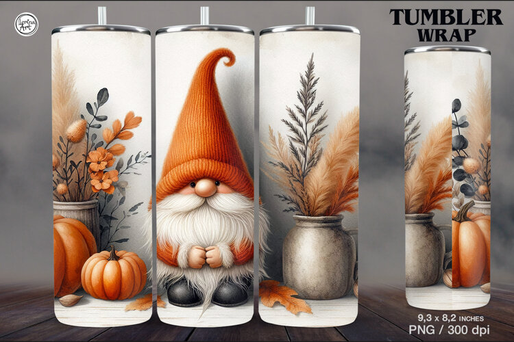 Halloween / Gnome / Tumbler Sublimation / 20 oz Tumbler Wrap example image 1