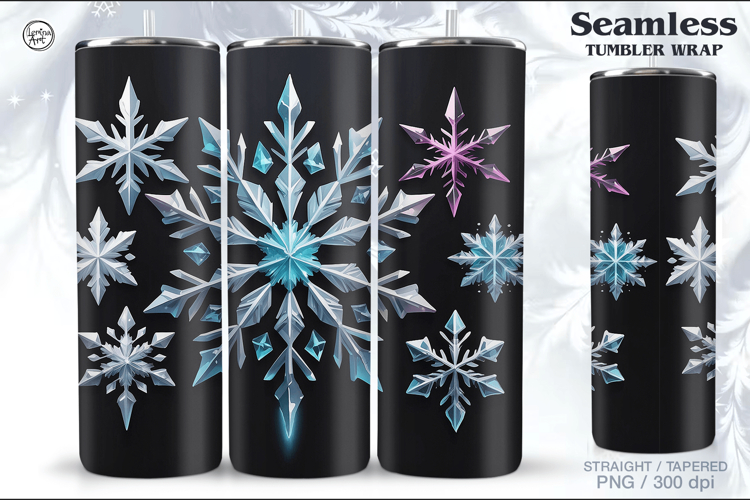 Christmas Snowflakes Seamless Tumbler Sublimation, 20 oz