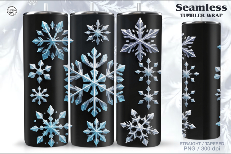 Christmas Snowflakes Seamless Tumbler Sublimation, 20 oz