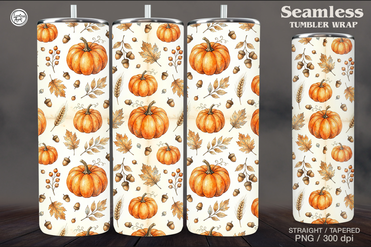 Seamless Cute Pumpkin Tumbler Wrap Sublimation, 20 oz