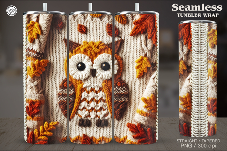 Knitted Fall Seamless Tumbler Wrap 20 oz
